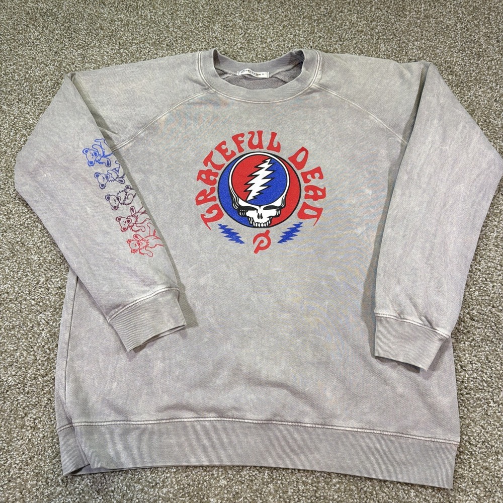 Grateful Dead Peloton Sweatshirt Grey Size Medium Stone Washed